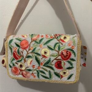 Made in India Embroidered Floral Peach Beaded Bag